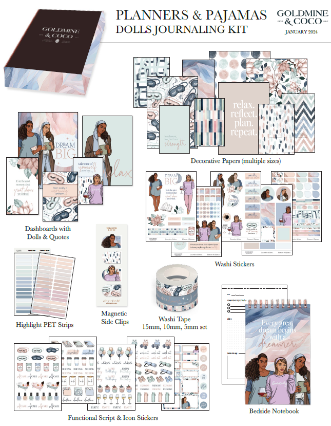 PLANNERS & PAJAMAS DOLLS JOURNALING KIT